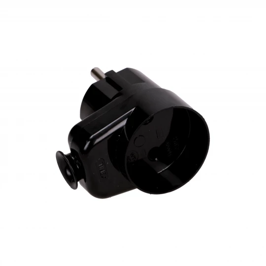 Wtyczka kątowa z gniazdem 16A 2P 250V czarna K2 WT-16U/G