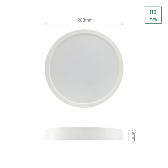 ALGINE NATYNK DOWNLIGHT 24W NW 230V 120st IP20     IK06 288x38mm BIAŁY okrągła