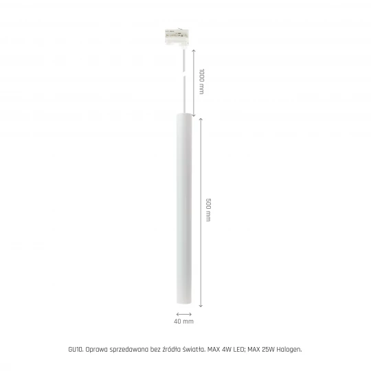 CHLOE SLIM MR11 ZWIESZANA SZYNOPRZEWÓD 3F 250V IP20 40x500+1m kabel BIAŁY regulowany kąt świecenia SLIP005051