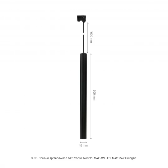 CHLOE SLIM MR11 ZWIESZANA SZYNOPRZEWÓD 3F 250V IP20 40x500+1m kabel CZARNY regulowany kąt świecenia SLIP005052