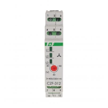 Mikroprocesorowy czujnik zaniku i asymetrii faz monitor t&lt;0,2s montaż na szynie DIN,True RMS CZF-312-TRMS