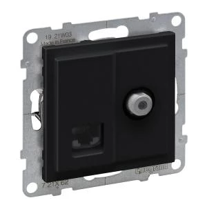 SUNO2 Gniazdo telewizyjne typ F 1,5dB + RJ45 kat 6 UTP czarne 721462