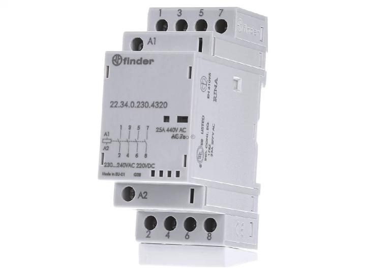 Stycznik modułowy 4Z 25A 230V AC/DC, wskaźnik zadziałania + LED, 35mm 22.34.0.230.4320