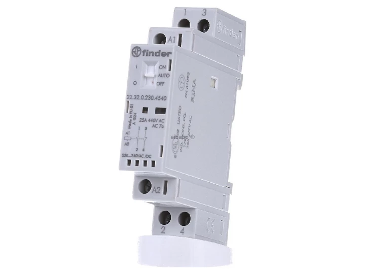Stycznik modułowy 1Z 1R 25A 230V AC/DC, funkcja Auto-On-Off, wskaźnik zadziałania + LED, 17,5mm 22.32.0.230.4540