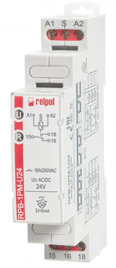 Przekaźnik bistabilny z pamięcią 1P 16A 24 V AC/DC RPB-1PM-U24