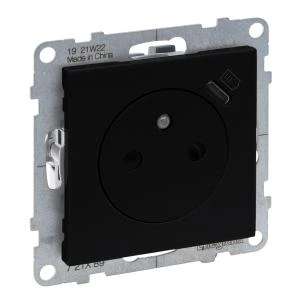 SUNO2 Gniazdo pojedyncze z USB-C 1,5A czarne 16A 250V zaciski automatyczne z przesłoną 721489