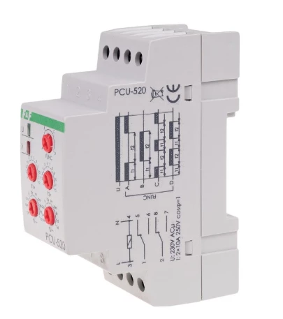 PCU-520 230V Przekaźnik czasowy 2P 8A 0,1sek-576h 230V AC wielofunkcyjny