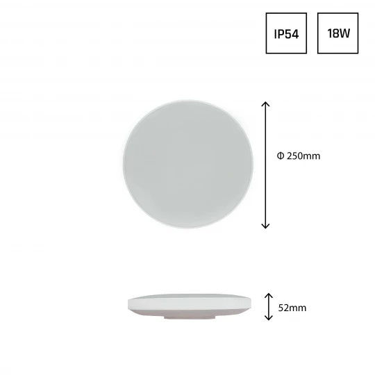 NYMPHEA BLACK & WHITE RINGS 18W WW 230V 115st IP54 IK04 FI250x52 WHITE / BLACK ROUND WITH SENSOR