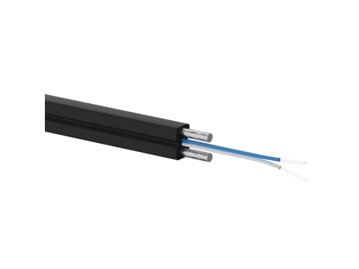 FO Kabel światłowodowy OS2 FTTH płaski SM 2J 9/125 LSOH czarny, wzmocnienie dwoma prętami stalowymi 1000m - ALANTEC  - ALANTEC