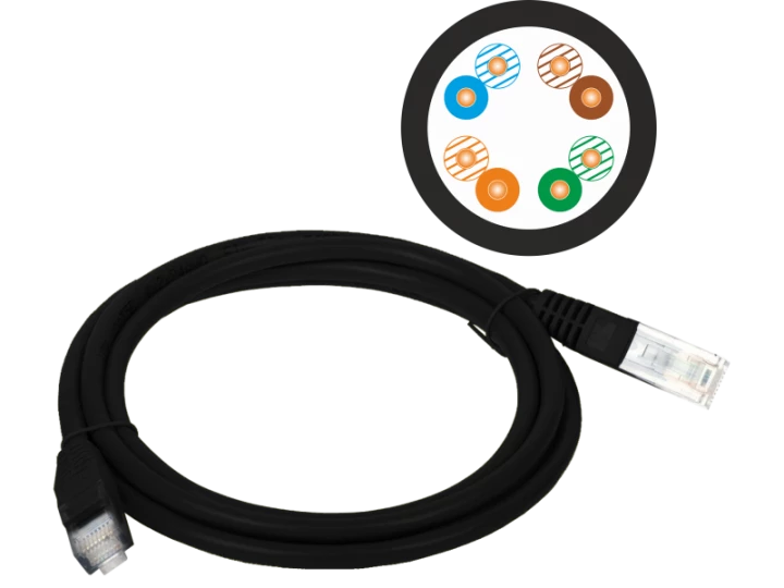 Patch-cord U/UTP kat.5e PVC 2.0m czarny ALANTEC - ALANTEC