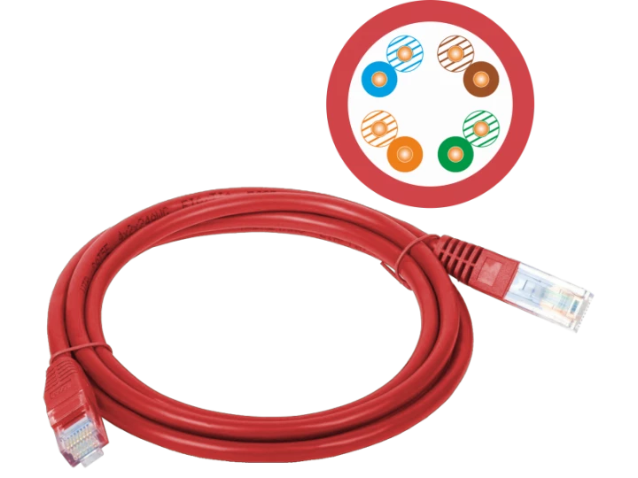 Patch-cord U/UTP kat.5e PVC 2.0m czerwony ALANTEC - ALANTEC