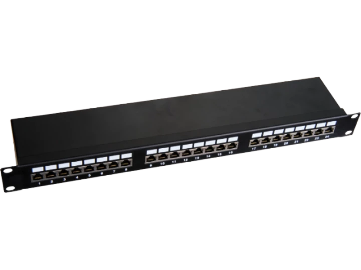 Patch panel 1U/19 cali STP ekranowany 24 porty kat. 5E złącza LSA półka montażowa Q-LANTEC  - Q-LANTEC