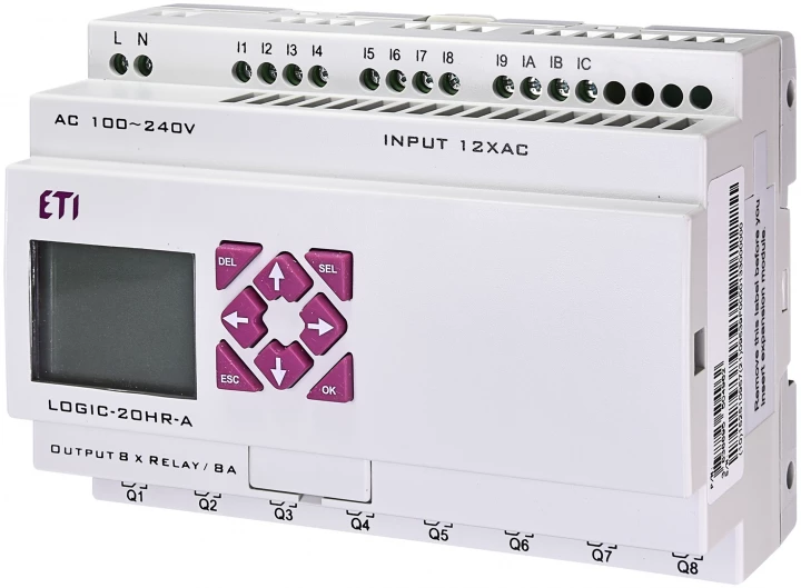 Przekaźnik programowalny 100-240V AC 12/8 we/wy przekaźnikowych LOGIC-20HR-A 004780004