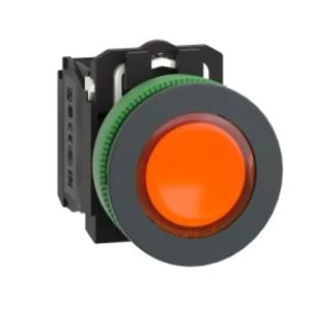Harmony XB5 Przycisk podświetlany plastik. pomarańczowy fi30 zintegrowana dioda LED 230…240 V AC 1Z + 1R XB5FW35M5