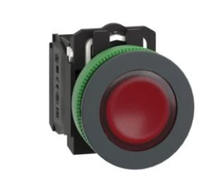 Harmony XB5 Przycisk podświetlany płaski plastik. czerwony fi30 zintegrowana dioda LED 230…240 V AC 1Z + 1R XB5FW34M5