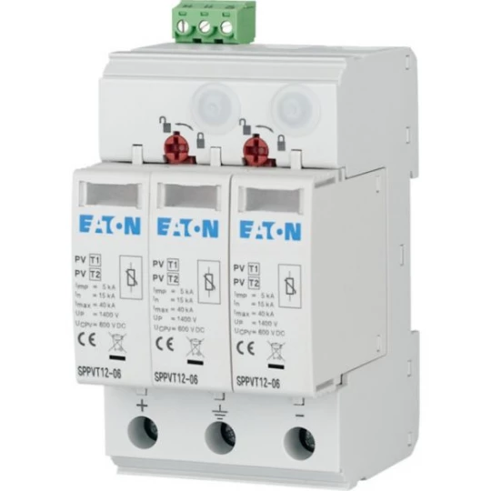 Ogranicznik przepięć B+C Typ 1+2 2P+N 15kA 3,7kV 1000V DC z sygnalizacją SPPVT12-10-2+PE-AX 177255