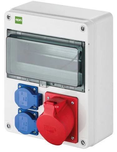 Rozdzielnica budowlana natynkowa RS-10 modułów 2x2P+Z 3P+N+Z 16A IP54 szara 6224-00