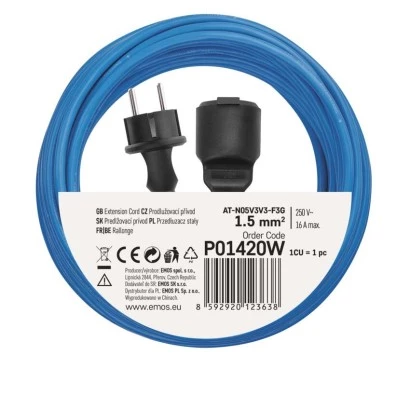 Przedłużacz silikonowy wodoodporny Weatherproof 3x1,5mm2 20m czarny