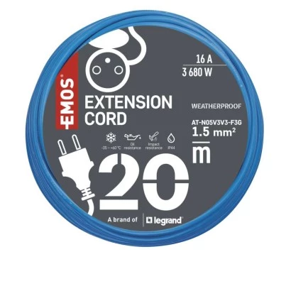 Przedłużacz silikonowy wodoodporny Weatherproof 3x1,5mm2 20m czarny