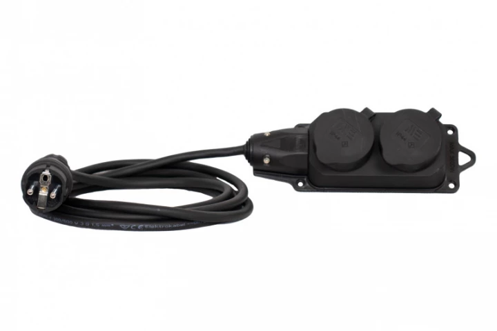 Przedłużacz listwowy gumowy 2x230V(2x2P+Z)  OW (H05RR-F) 3x2,5-15m