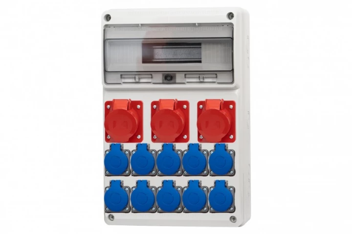 Rozdzielnica LEGATO 16M - gniazda 3x32A 5p, 10x230V /16 modułów/ IP44