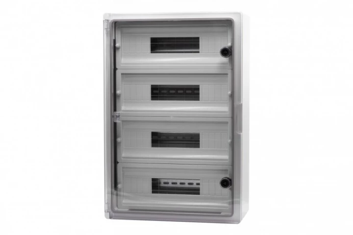 Szafa z tworzywa MP 400x600x200 mm IP65 drzwi przeźroczyste 4 rzędy 64 moduły