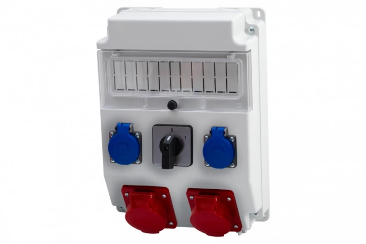Rozdzielnica CAJA 11M - gniazda 16A 5p, 32A 5p, 2x230V, 0/1(32A) /11 modułów/ IP44