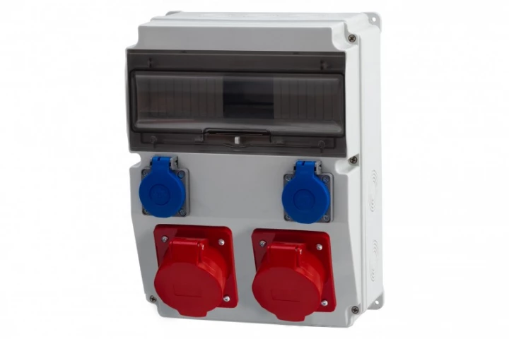 Rozdzielnica CAJA 12M - gniazda 16A 5p, 32A 5p, 2x230V /12 modułów/ IP44