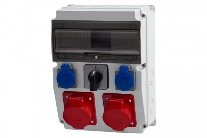 Rozdzielnica CAJA 12M - gniazda 2x32A 5p, 2x230V, 0/1(32A) /12 modułów/ IP44
