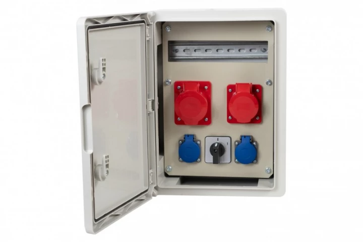 Rozdzielnica  budowlana RB-300 12M - gniazda 2x32A 5p, 2x230V, 0/1, /12 modułów/