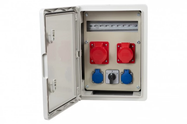 Rozdzielnica  budowlana RB-300 12M - gniazda 16A 5p, 32A 5p, 2x230V, L/P, /12 modułów/