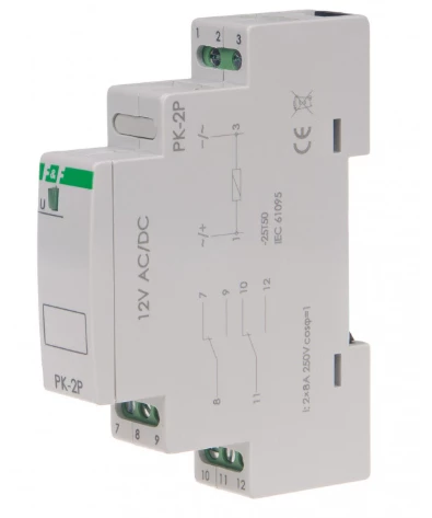 Przekaźnik elektromagnetyczny 2P 8A 12V AC/DC PK-2P12