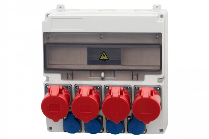 Rozdzielnica LAGO 17M - gniazda proste 4x32A 5p, 4x230V /17 modułów/ IP44