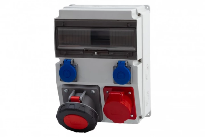 Rozdzielnica CAJA 12M - gniazda 16A 5p, 63A 5p, 2x230V /12 modułów/ IP44