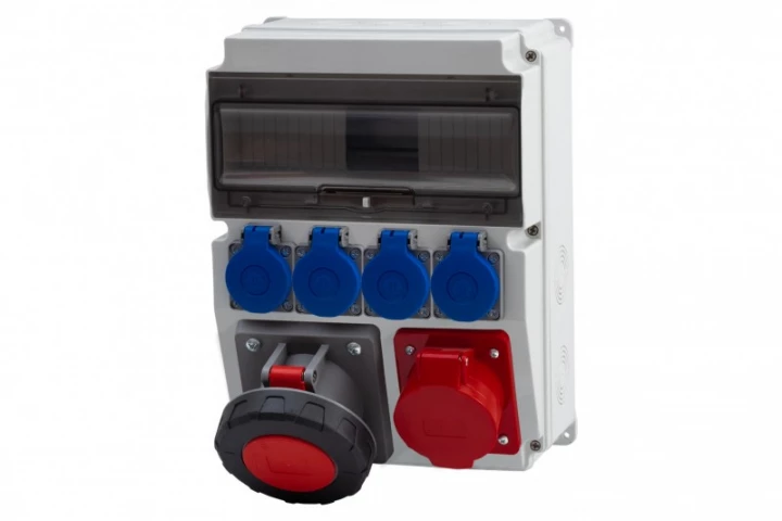 Rozdzielnica CAJA 12M - gniazda 16A 5p, 63A 5p, 4x230V /12 modułów/ IP44