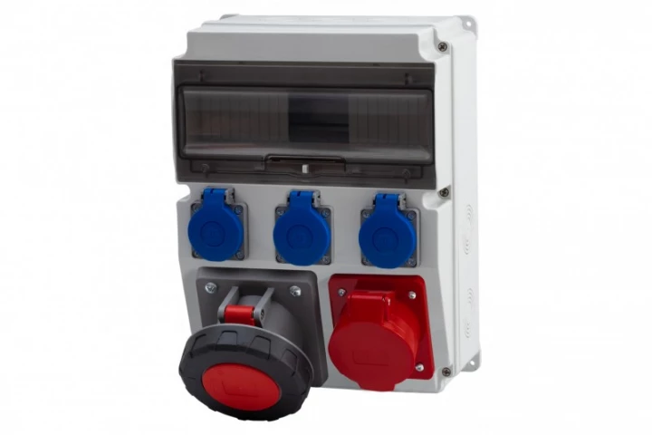 Rozdzielnica CAJA 12M - gniazda 32A 5p, 63A 5p, 3x230V /12 modułów/ IP44