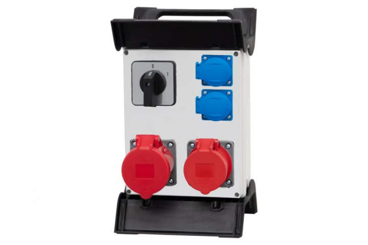 Rozdzielnica R-240 na stelażu plastikowym - gniazda 2x32A 5p, 2x230V, 0/1(32A) IP44