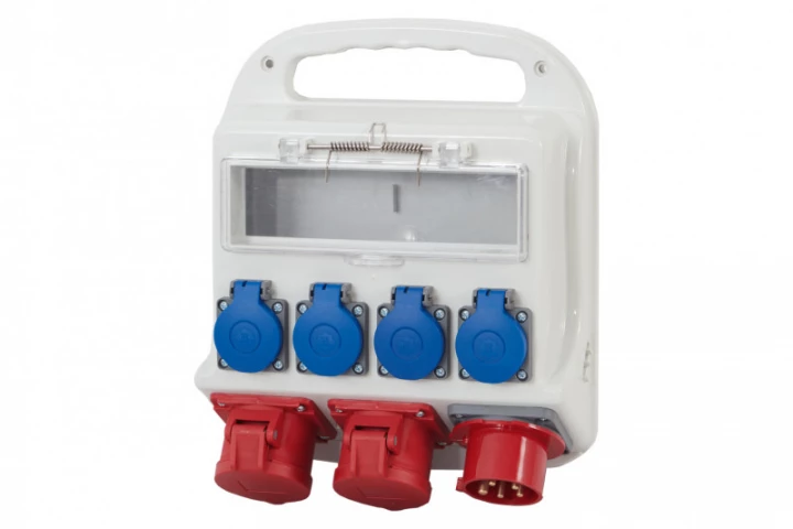 Rozdzielnica FORTE 11M - gniazda 2x32A 5p, 4x230V, wtyk odbiornikowy 32A 5p  /11modułów/ IP44
