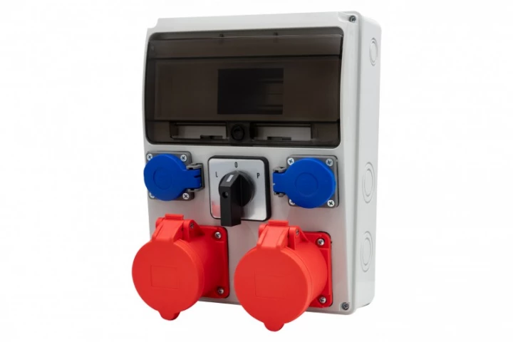 Rozdzielnica LAGO 11M - gniazda proste 2x32/5, 2x230V, L/P(32A) /11 modułów/ IP44