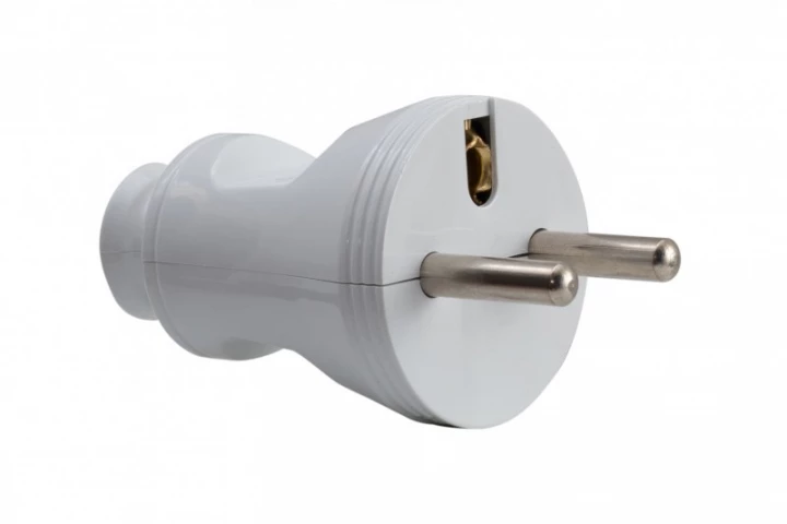 Wtyczka 230V prosta biała 2P+Z