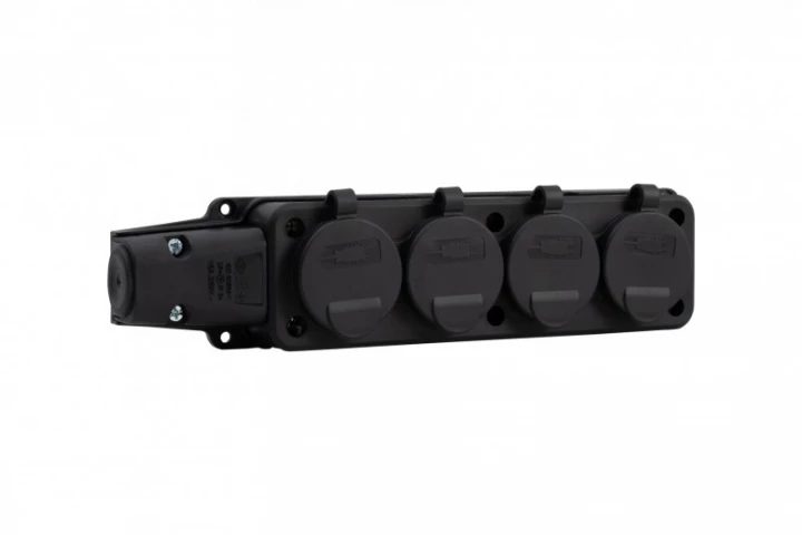 Listwa gumowa 4x230V 16A IP54 SCHUKO czarna