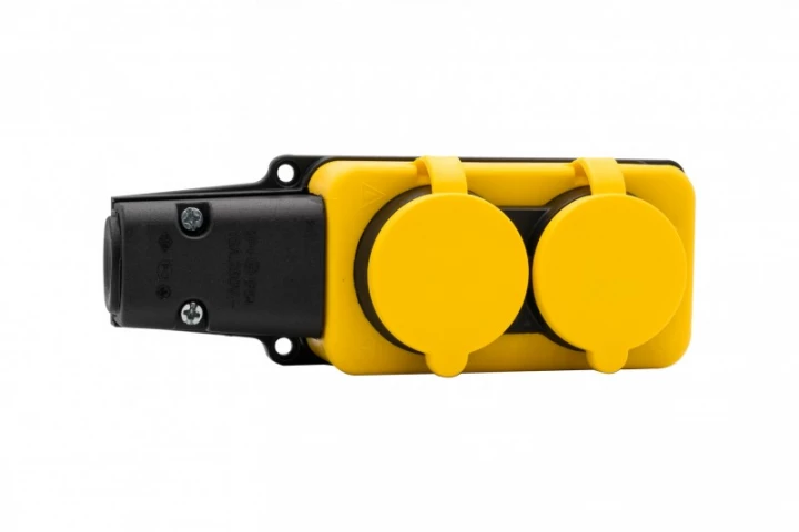 Listwa gumowa 2x230V 16A IP54 SCHUKO żółta