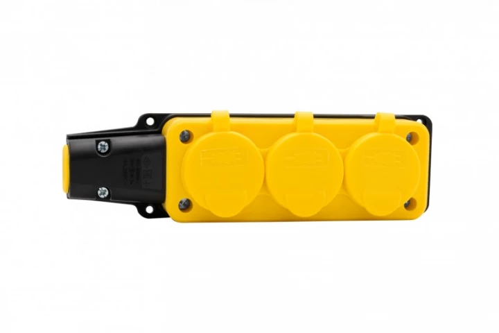 Listwa gumowa 3x230V 16A IP54 SCHUKO żółta