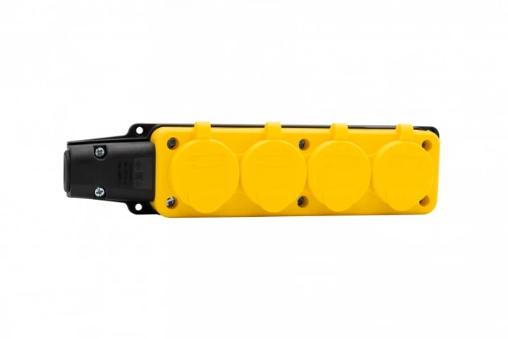 Listwa gumowa 4x230V 16A IP54 SCHUKO żółta