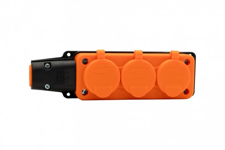 Listwa gumowa 3x230V 16A IP54 SCHUKO pomarańczowa