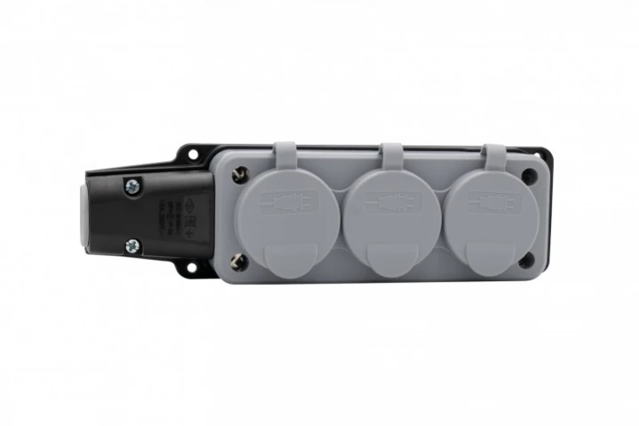 Listwa gumowa 3x230V 16A IP54 SCHUKO szara