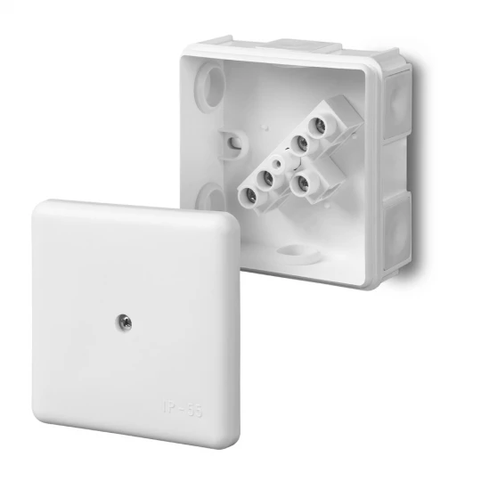 Puszka odgałężna z wkładem 5-torowa dla Cu do 2.5mm2/6-wylotowy IP55 biała 87x87x39 0226-01