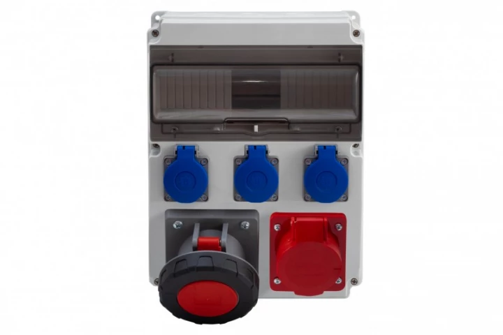 Rozdzielnica CAJA 12M - gniazda 16A 5p, 63A 5p, 3x230V /12 modułów/ IP44
