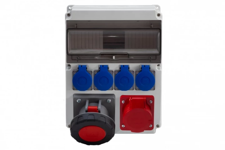 Rozdzielnica CAJA 12M - gniazda 32A 5p, 63A 5p, 4x230V /12 modułów/ IP44