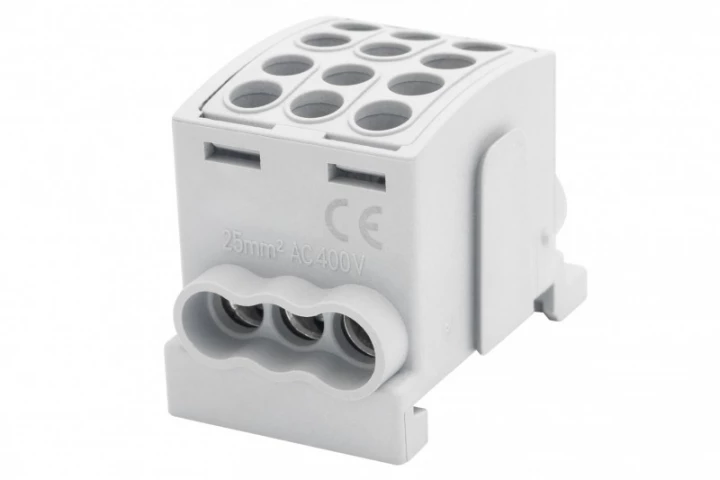 Zacisk HLK 100A-3 (1x25,2x16 / 1x25,2x16) Al/Cu  - szary